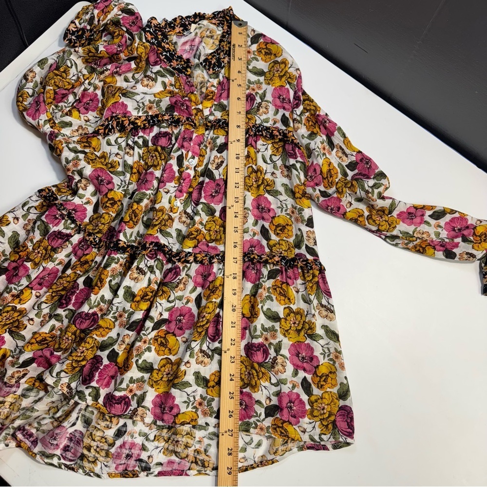 Jane + Delancey Floral Ruffle Long Sleeve Blouse Top - Size M - Boho Cottagecore - Picture 13 of 14